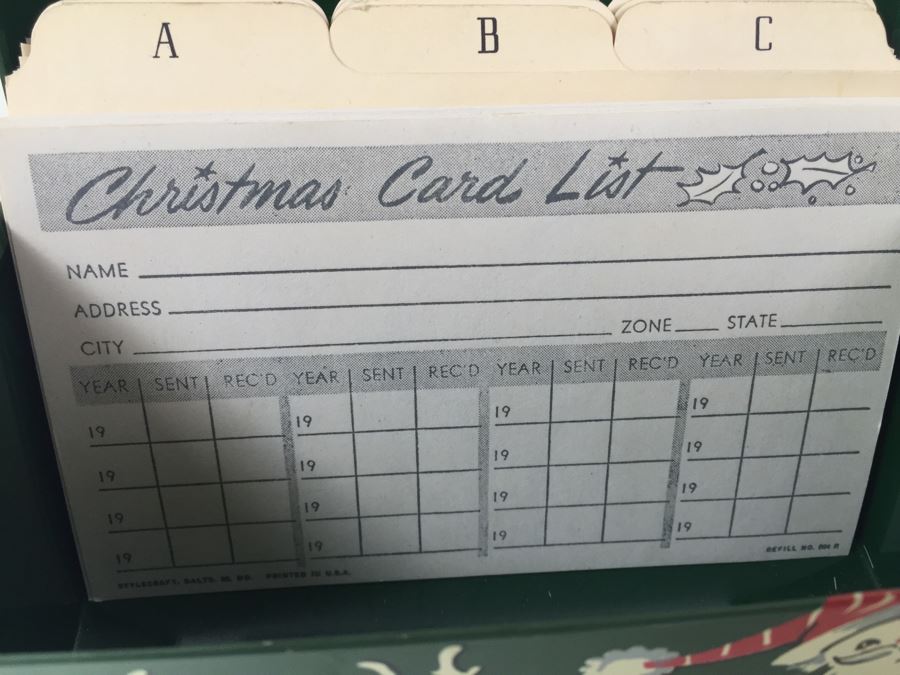 Vintage Christmas Card List Box With Checklist Forms Inside [Photo 7]