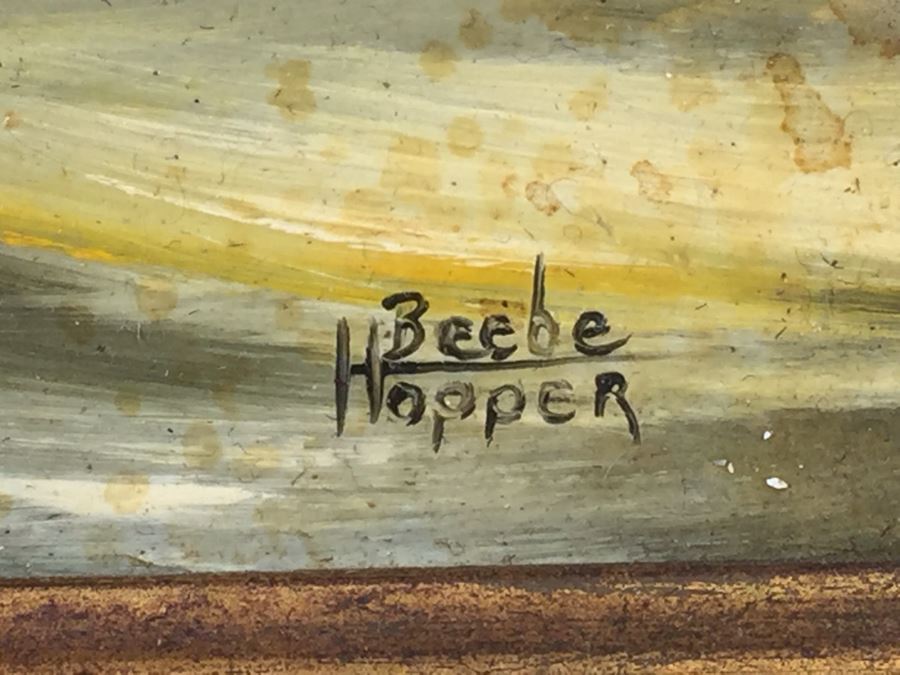 Framed Original Oil Painting Of Coastal Ocean Scene Signed Lower Right By Beebe Hopper Needs Cleaning [Photo 3]