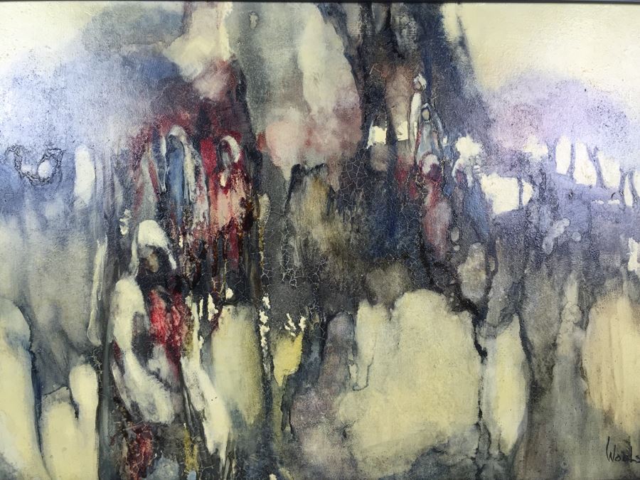 Original Abstract Oil Painting Titled 'Eternal Journey' Signed Lower Right By June Woolsey Paid $7,500 In 1978 [Photo 11]