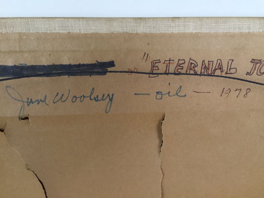 Original Abstract Oil Painting Titled 'Eternal Journey' Signed Lower Right By June Woolsey Paid $7,500 In 1978 [Photo 16]