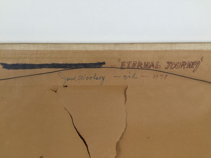 Original Abstract Oil Painting Titled 'Eternal Journey' Signed Lower Right By June Woolsey Paid $7,500 In 1978 [Photo 15]
