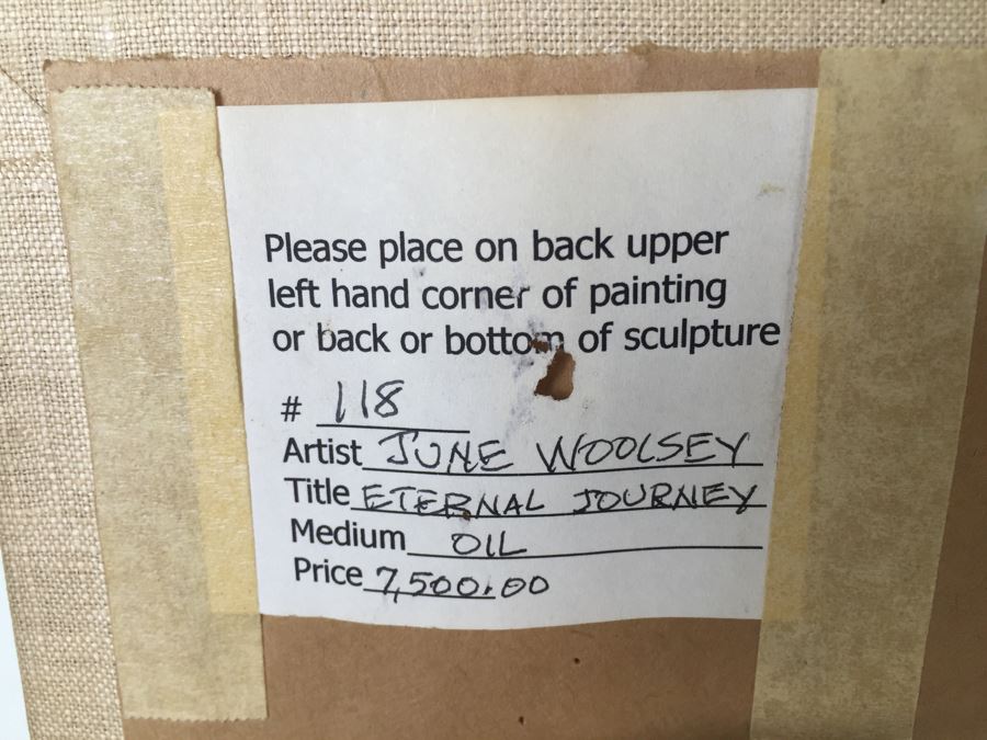 Original Abstract Oil Painting Titled 'Eternal Journey' Signed Lower Right By June Woolsey Paid $7,500 In 1978 [Photo 3]