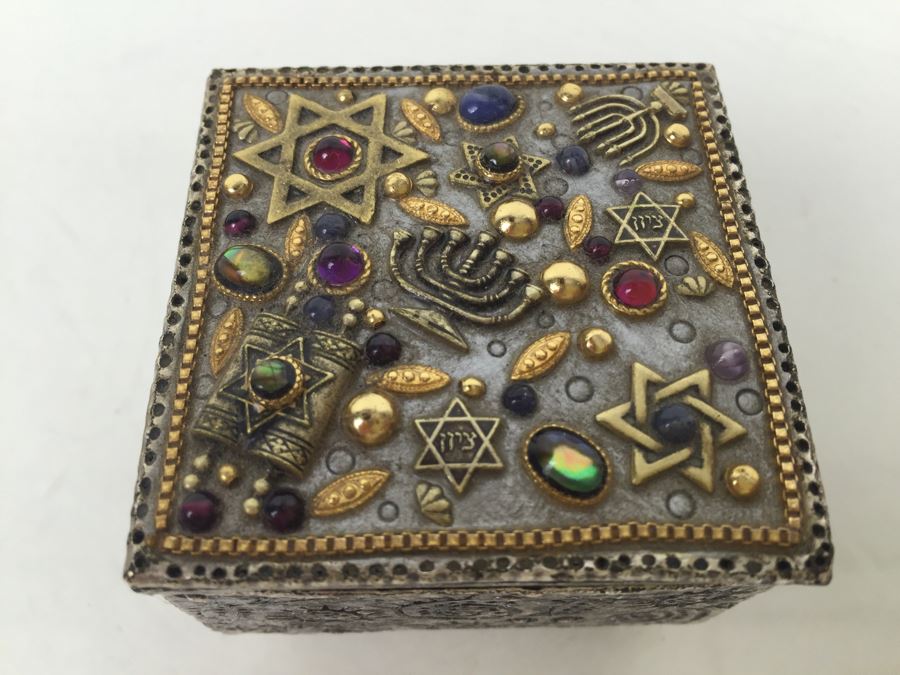 Michal Golan Abalone, Amethyst, Garnet Decorative Box