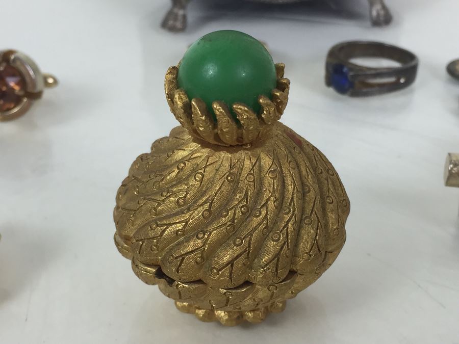 Various Costume Jewelry Including Rings, Cufflinks, Jewelry Box, Gold Tone Pill Box And More [Photo 3]