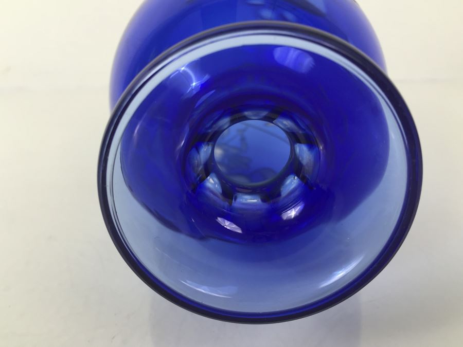 Large Blue Cut Glass Egg Warrior On Horse Slaying Griffin [Photo 12]