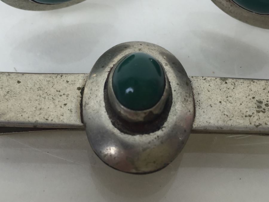 Vintage Sterling Silver Tie Clip And Cufflinks [Photo 2]