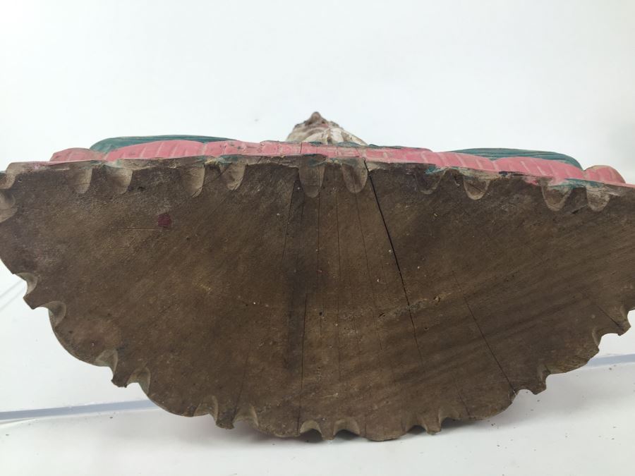 Large Vintage Thai Wood Carved Painted Statue [Photo 15]