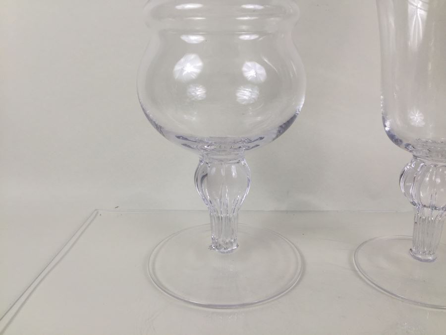 Pair Of Very Tall Footed Glass Vessels With Lids Made In Poland [Photo 7]