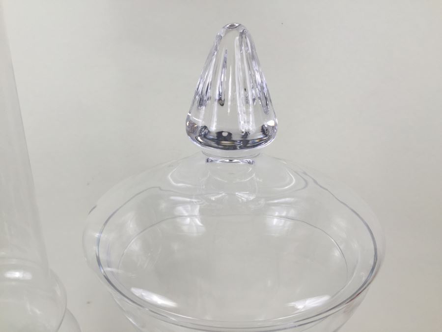 Pair Of Very Tall Footed Glass Vessels With Lids Made In Poland [Photo 5]