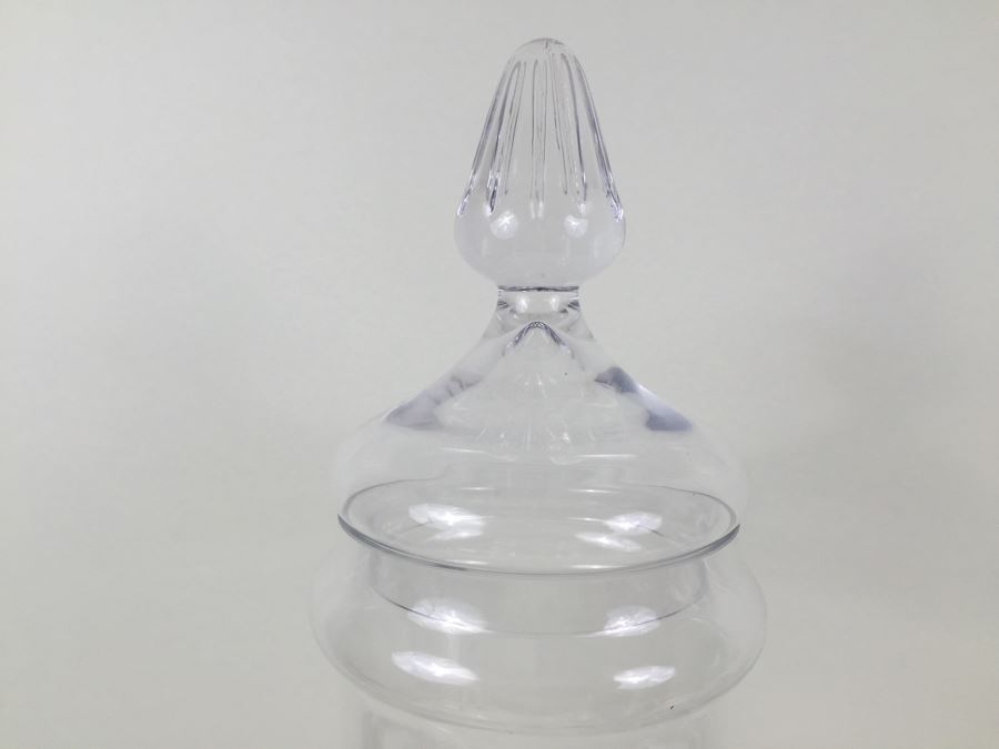 Pair Of Very Tall Footed Glass Vessels With Lids Made In Poland [Photo 6]