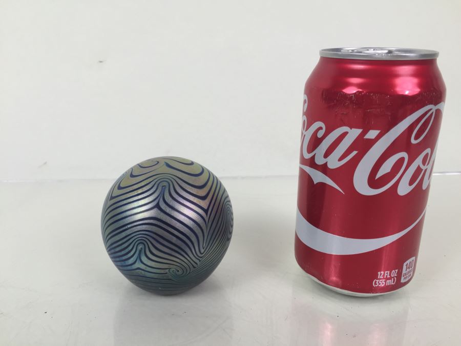 Stunning Eickholt Art Glass Paperweight Signed 1984 Irridized Feather Pulled Estimate $150 [Photo 4]