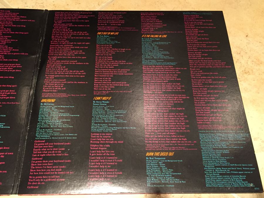 Michael Jackson ‎- Off The Wall - Epic ‎- FE 35745 Gatefold Vinyl Record [Photo 5]