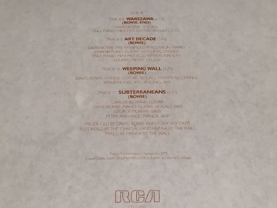 David Bowie ‎- Low - RCA Victor ‎- CPL1-2030 Vinyl Record [Photo 7]