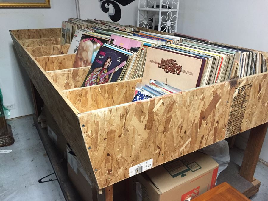 Large Record Browser Bin On Casters With Lower Shelf And 33RPM And 45RPM Records [Photo 4]