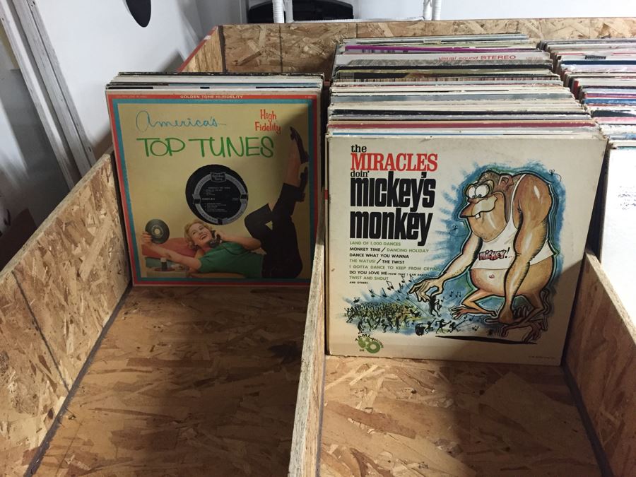 Large Record Browser Bin On Casters With Lower Shelf And 33RPM And 45RPM Records [Photo 8]