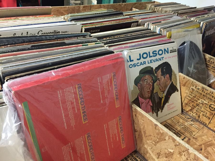 Large Record Browser Bin On Casters With Lower Shelf And 33RPM And 45RPM Records [Photo 19]