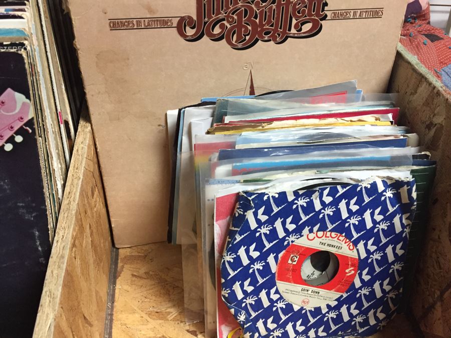 Large Record Browser Bin On Casters With Lower Shelf And 33RPM And 45RPM Records [Photo 11]
