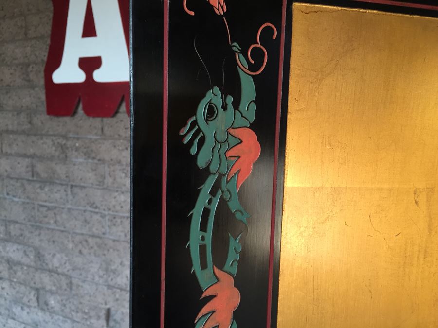 Nice Four Panel Chinese Heavy Wood Screen Ornately Decorated With Birds And Trees [Photo 11]