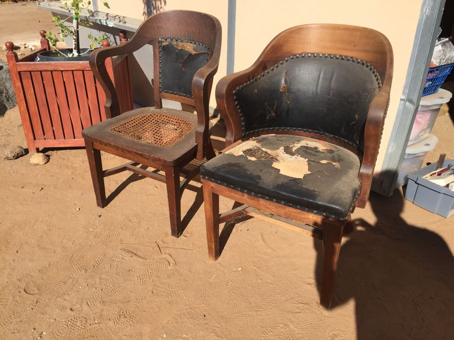 Pair Of Wooden Chairs By The B.L. Marble Chair Company Needs Reupholstering [Photo 4]