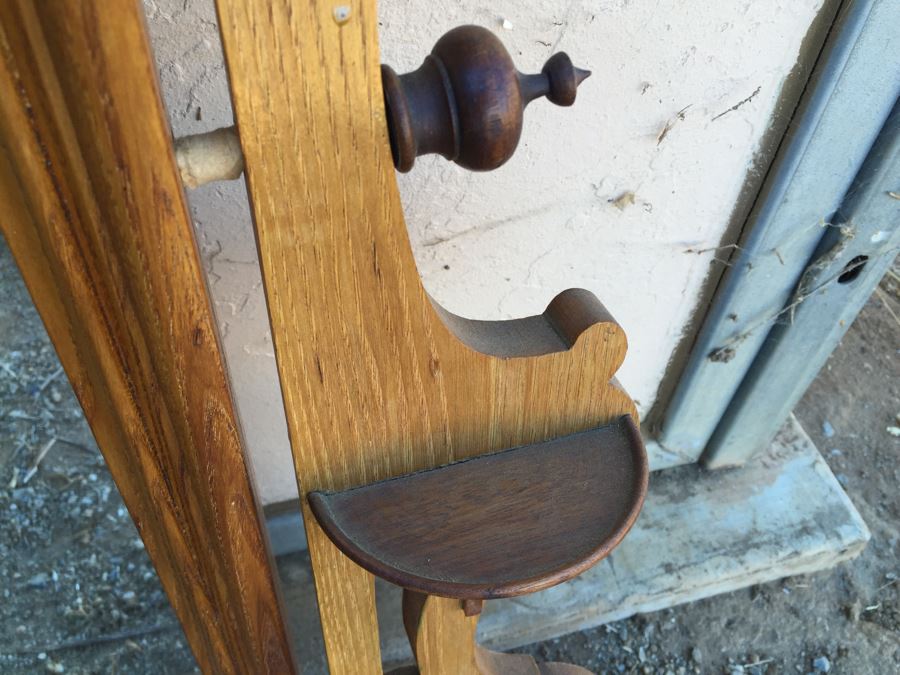 Stunning Vintage Swivel Wood Carved Mirror With Dual Compartments And Built-In Shelves [Photo 8]
