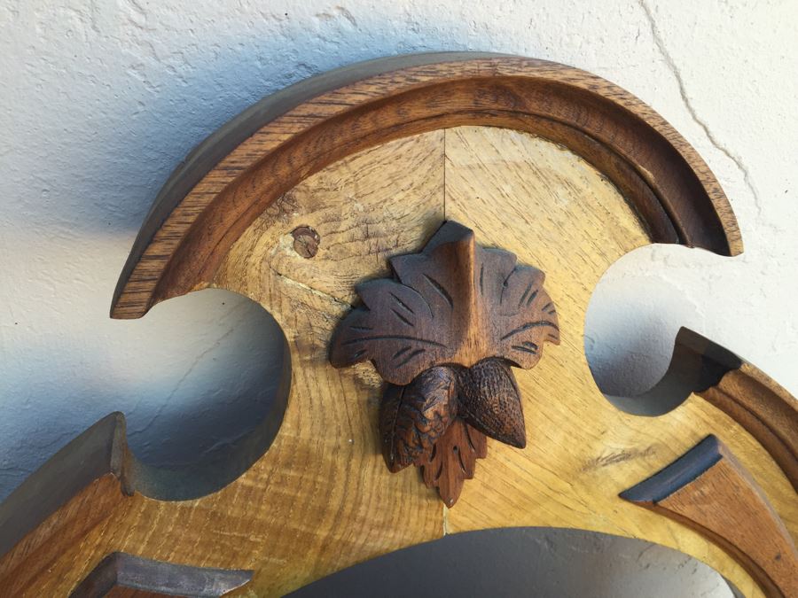 Stunning Vintage Swivel Wood Carved Mirror With Dual Compartments And Built-In Shelves [Photo 2]