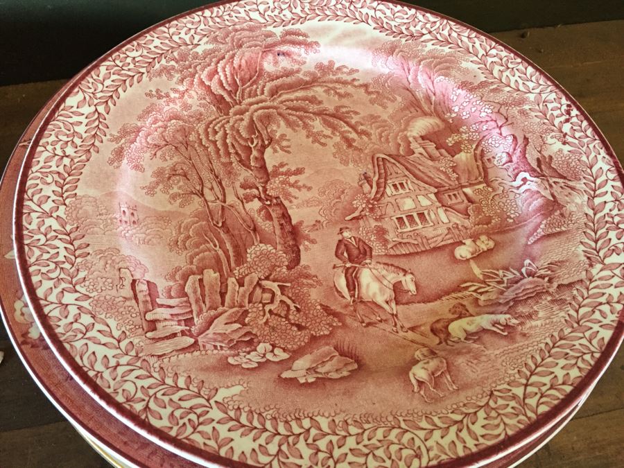 Huge Transferware Lot Of Plates, Platters, Cups, Woods Ware, Johnson Bros, John Maddock & Sons, More [Photo 33]