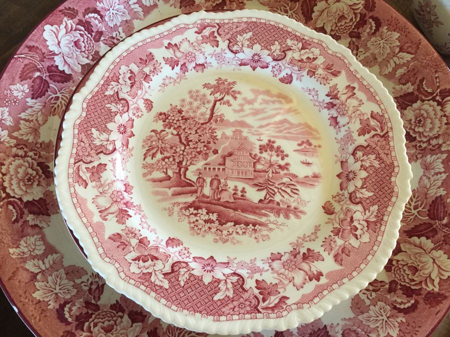 Huge Transferware Lot Of Plates, Platters, Cups, Woods Ware, Johnson Bros, John Maddock & Sons, More [Photo 41]