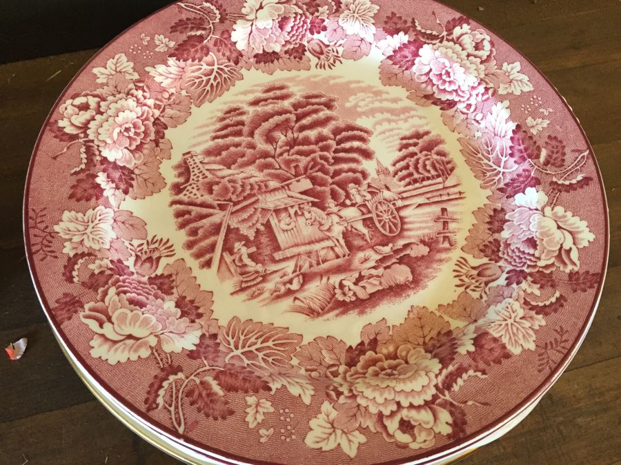 Huge Transferware Lot Of Plates, Platters, Cups, Woods Ware, Johnson Bros, John Maddock & Sons, More [Photo 37]