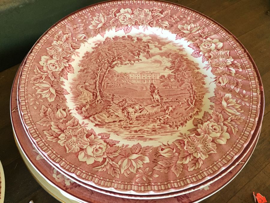 Huge Transferware Lot Of Plates, Platters, Cups, Woods Ware, Johnson Bros, John Maddock & Sons, More [Photo 31]