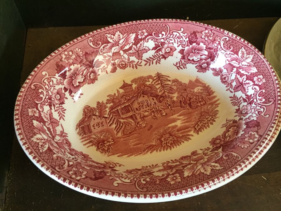 Huge Transferware Lot Of Plates, Platters, Cups, Woods Ware, Johnson Bros, John Maddock & Sons, More [Photo 30]