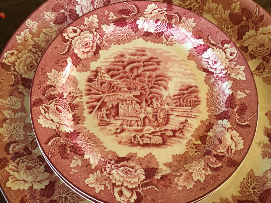 Huge Transferware Lot Of Plates, Platters, Cups, Woods Ware, Johnson Bros, John Maddock & Sons, More [Photo 39]