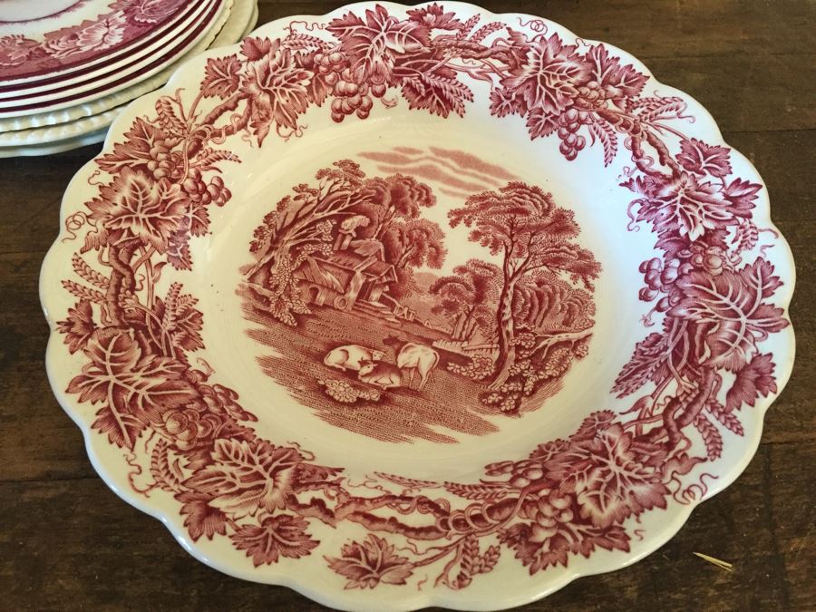Huge Transferware Lot Of Plates, Platters, Cups, Woods Ware, Johnson Bros, John Maddock & Sons, More [Photo 12]