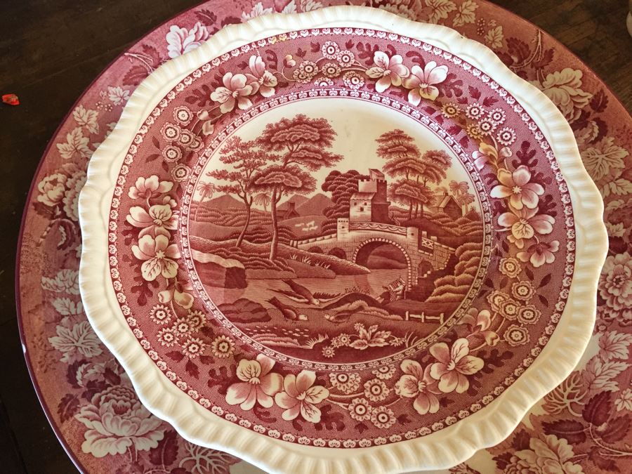 Huge Transferware Lot Of Plates, Platters, Cups, Woods Ware, Johnson Bros, John Maddock & Sons, More [Photo 46]