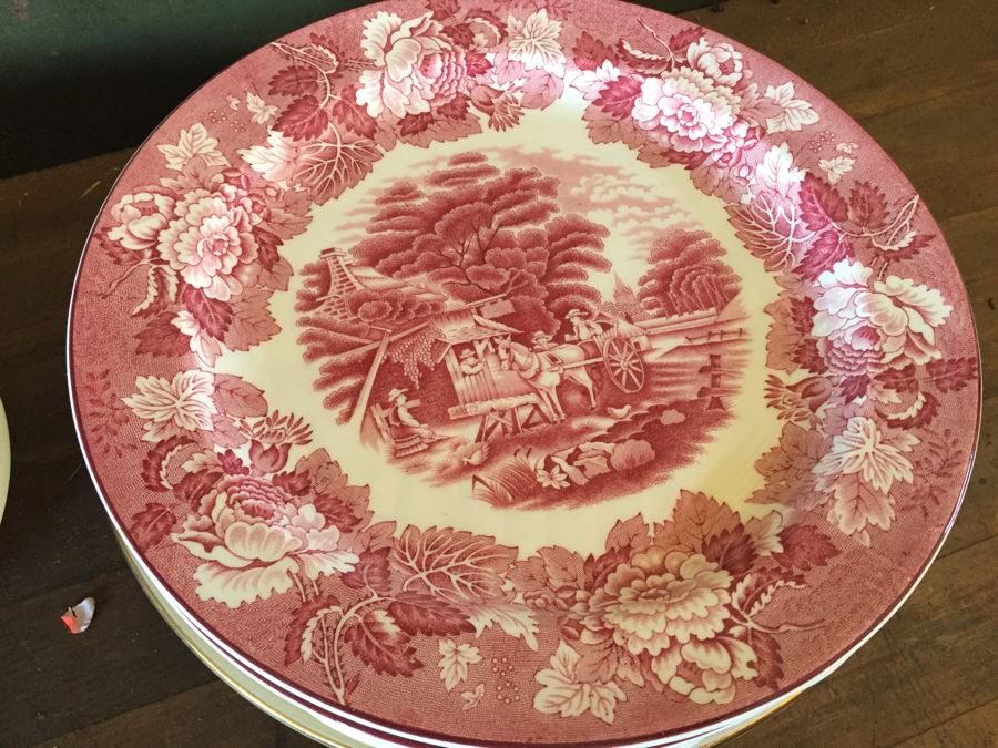 Huge Transferware Lot Of Plates, Platters, Cups, Woods Ware, Johnson Bros, John Maddock & Sons, More [Photo 35]