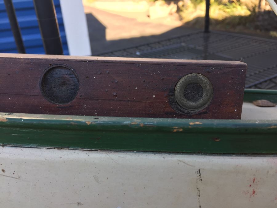 Heavy Wooden Sailing Boat Ship Model With Rudder (Missing Mast) Has Hire To Hang From Ceiling [Photo 5]