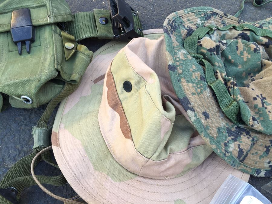Military Lot With Tactical Load Bearing Vest, Canteens, Belts, Survival Kit, Hats [Photo 15]