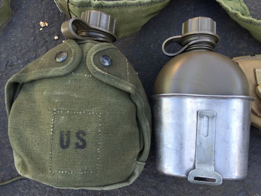 Military Lot With Tactical Load Bearing Vest, Canteens, Belts, Survival Kit, Hats [Photo 9]