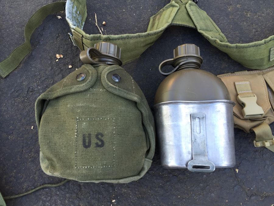 Military Lot With Tactical Load Bearing Vest, Canteens, Belts, Survival Kit, Hats [Photo 8]