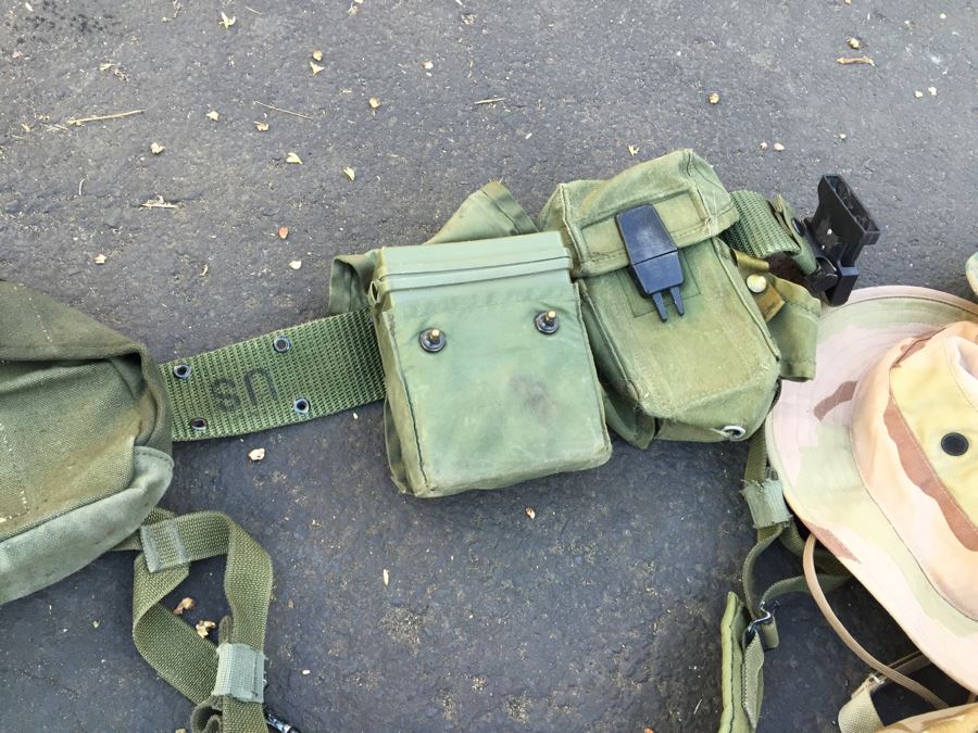 Military Lot With Tactical Load Bearing Vest, Canteens, Belts, Survival Kit, Hats [Photo 6]