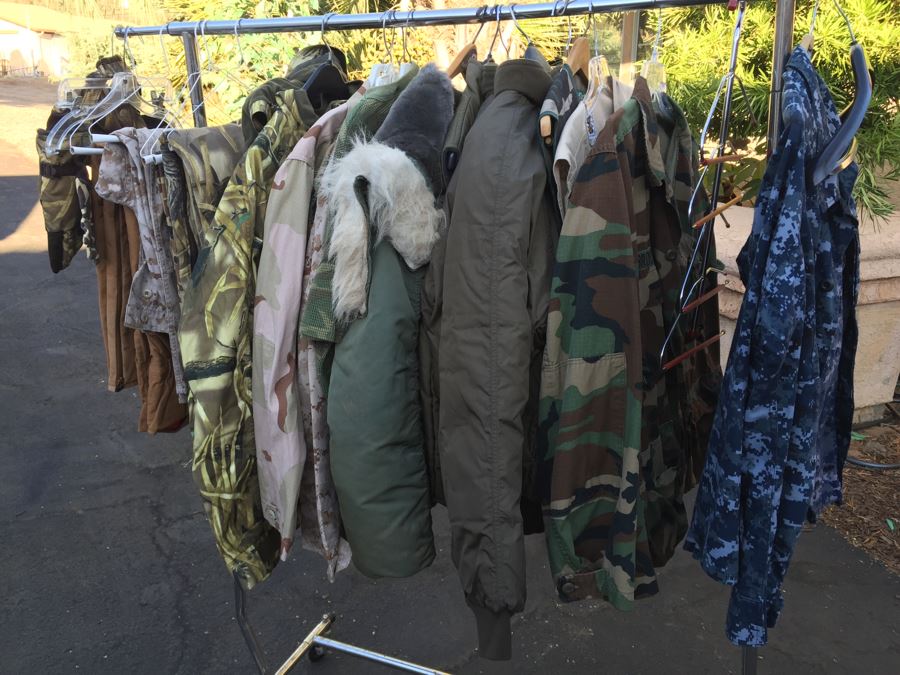Huge Military And Hunting Camo Lot Cabela's Military Flight Jacket Does Not Include Clothes Rack [Photo 1]