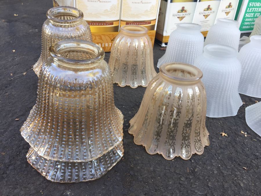 Huge Glass Lamp Shade And Hurricane Lot [Photo 2]