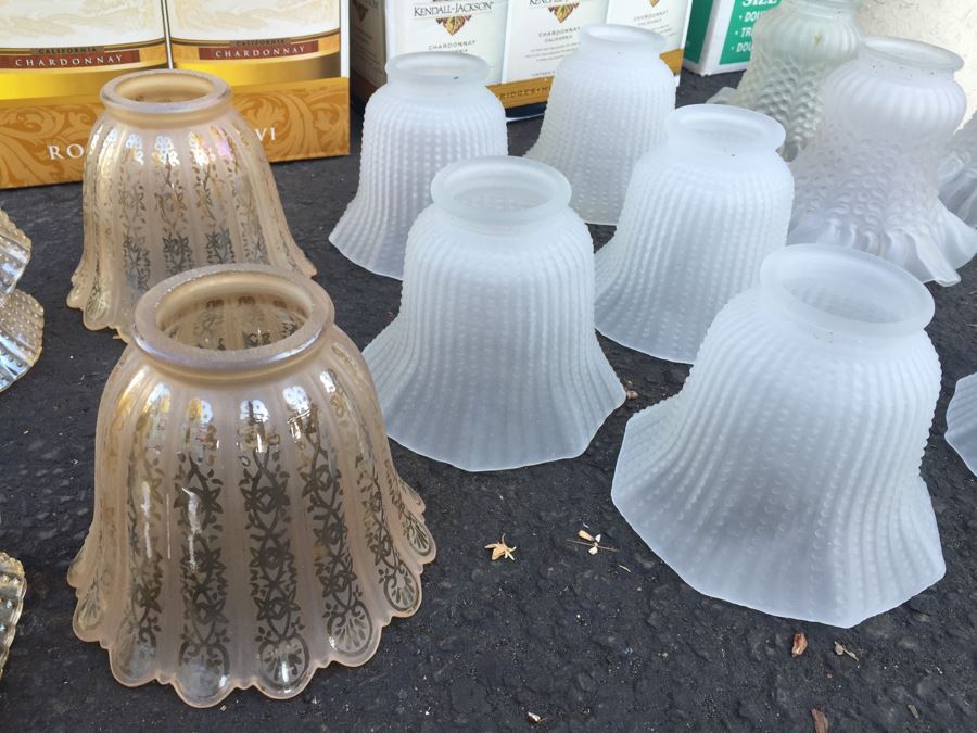 Huge Glass Lamp Shade And Hurricane Lot [Photo 3]