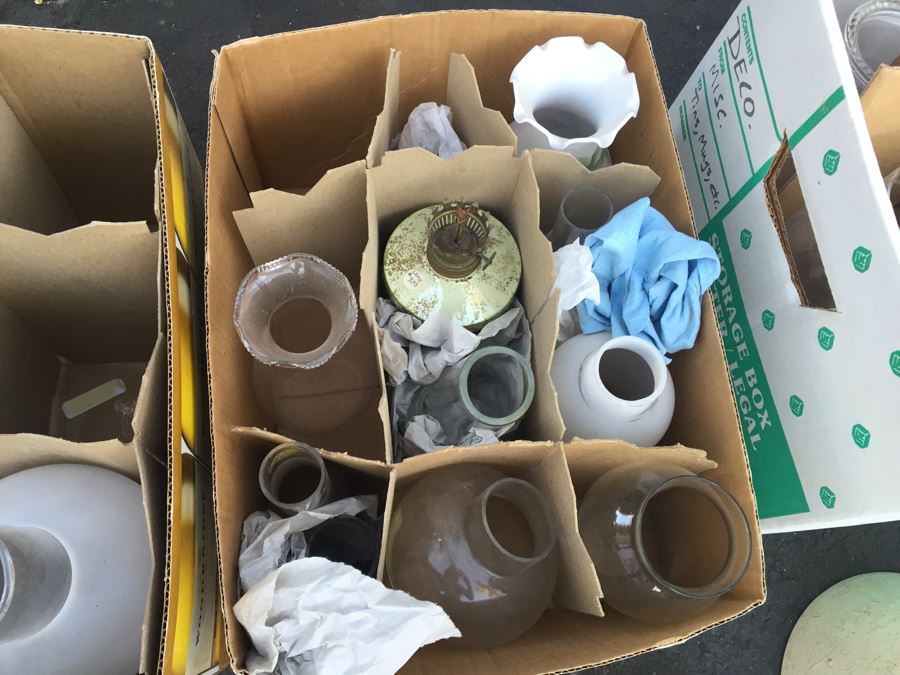 Huge Glass Lamp Shade And Hurricane Lot [Photo 7]