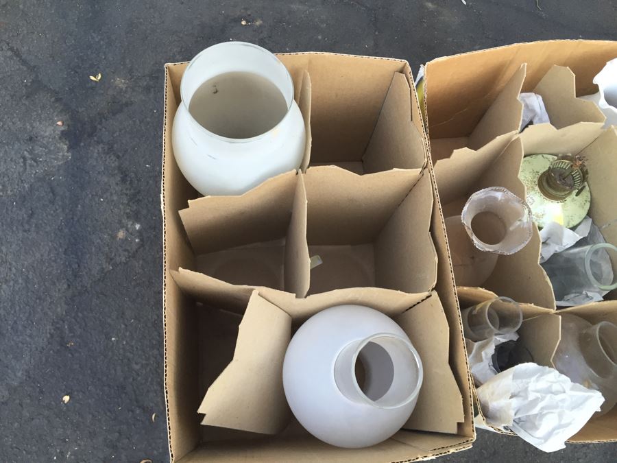 Huge Glass Lamp Shade And Hurricane Lot [Photo 6]