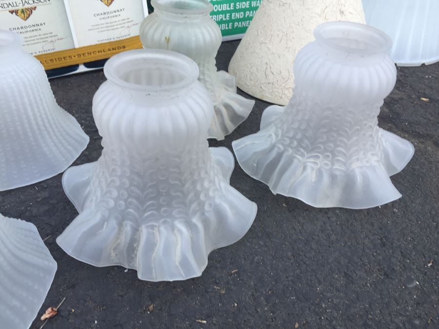 Huge Glass Lamp Shade And Hurricane Lot [Photo 5]