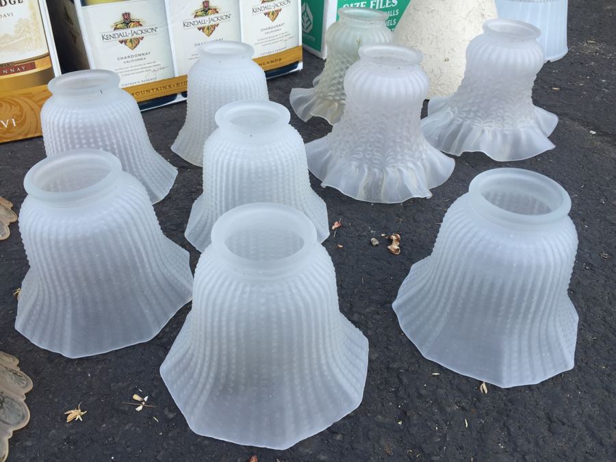 Huge Glass Lamp Shade And Hurricane Lot [Photo 4]