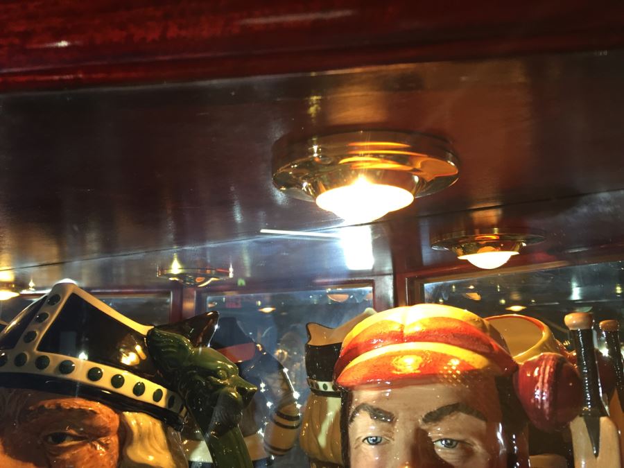 Stunning Rosewood Display Curio Cabinet With Back Mirror Lighted And Thick Glass Shelves (Left Cabinet) [Photo 4]