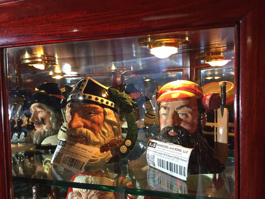 Stunning Rosewood Display Curio Cabinet With Back Mirror Lighted And Thick Glass Shelves (Left Cabinet) [Photo 7]