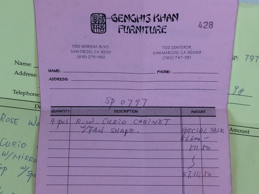 Stunning Rosewood Display Curio Cabinet With Back Mirror Lighted And Thick Glass Shelves (Middle Cabinet) [Photo 14]