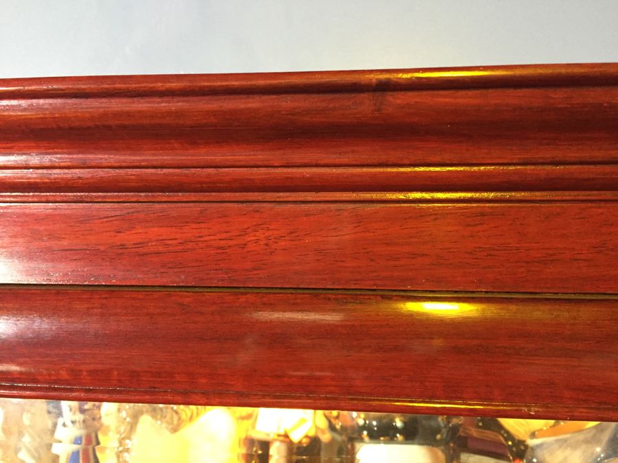 Stunning Rosewood Display Curio Cabinet With Back Mirror Lighted And Thick Glass Shelves (Right Cabinet) [Photo 14]